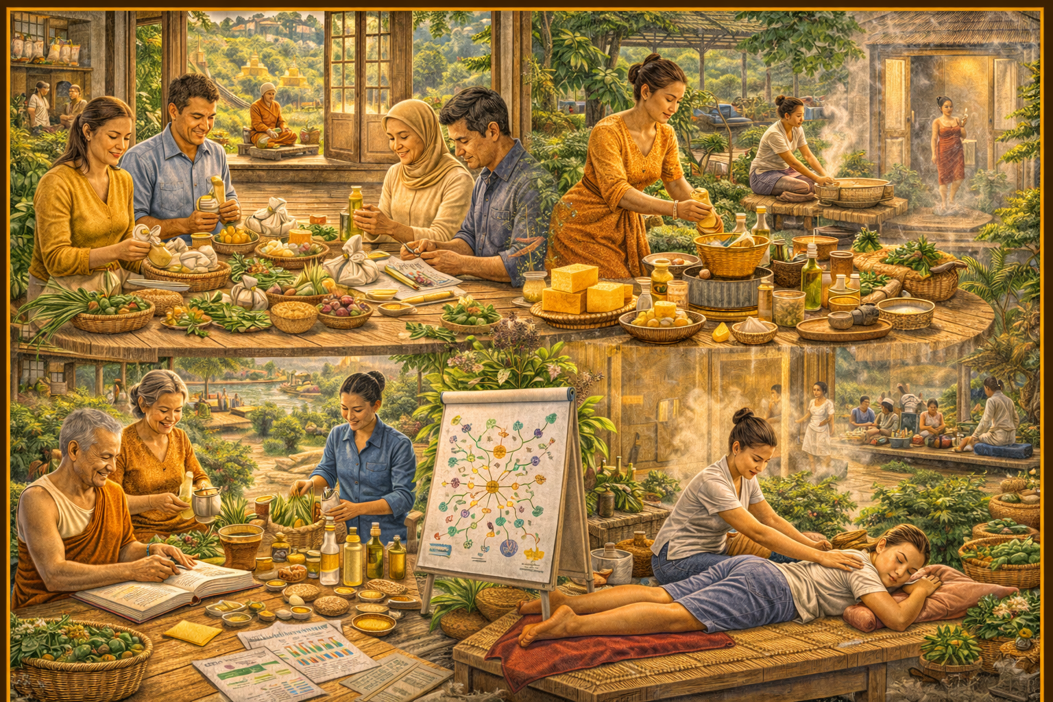 กิจกรรมที่ 2 พัฒนาหลักสูตรระยะสั้น (การทำลูกประคบ การทำขี้ผึ้ง การทำน้ำมันนวด การนวดแผนไทยการอบสมุนไพร