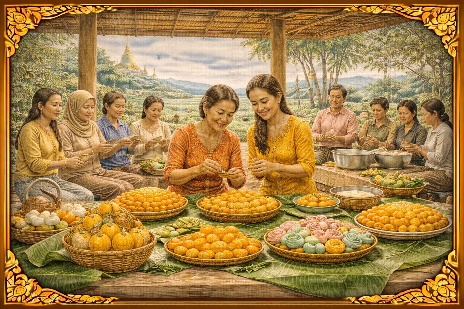 กิจกรรมอบรมเชิงปฏิบัติการ "การทำขนมไทย" (ทองหยิบ ทองหยอด ฝอยทอง และสัมปันนี) ให้แก่กลุ่มสตรีชุมชนวัดควนสระบัว อำเภอทุ่งใหญ่ จังหวัดนครศรีธรรมราช